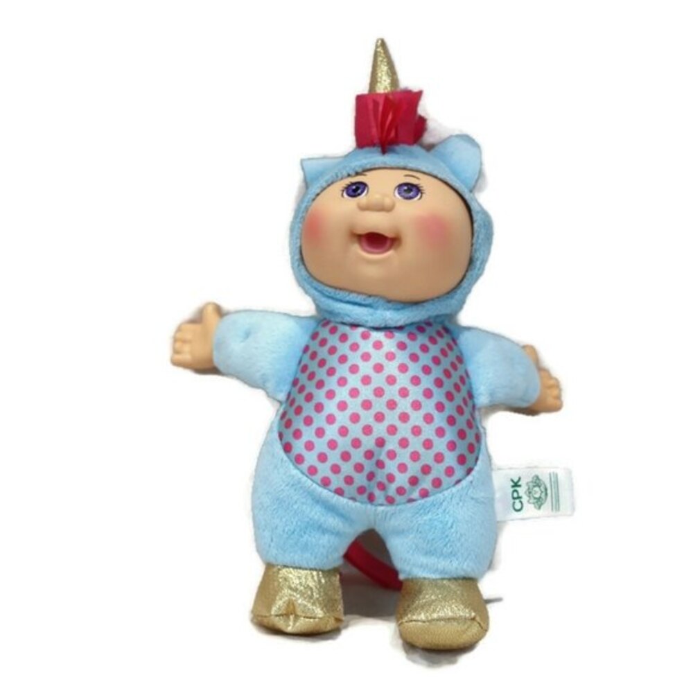 Cabbage Patch Little Cutie Unicorn Blue With Gold Feet Plush Doll